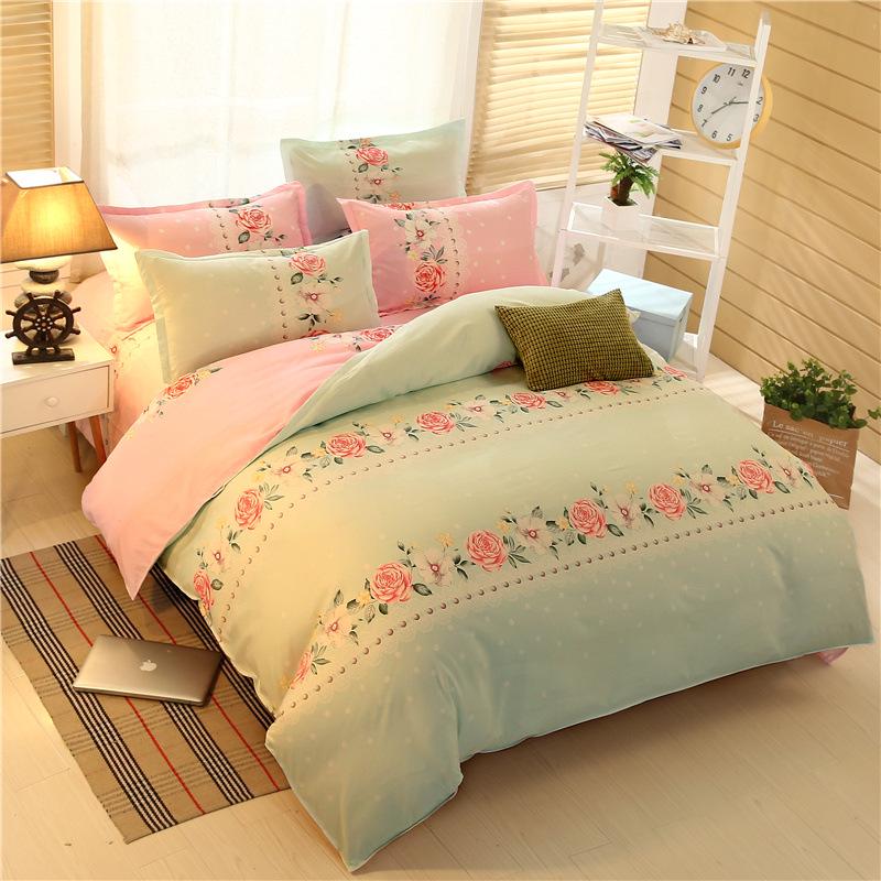 Cotton Bedding Set Sheet Geometric Flat Sheet Pillow Cover Bedding Set Home Decor