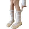Spring and Summer Lightweight Socks - Children's Lace Mesh Stockings with Bow Ties - Long Stockings with Half-length Coverage