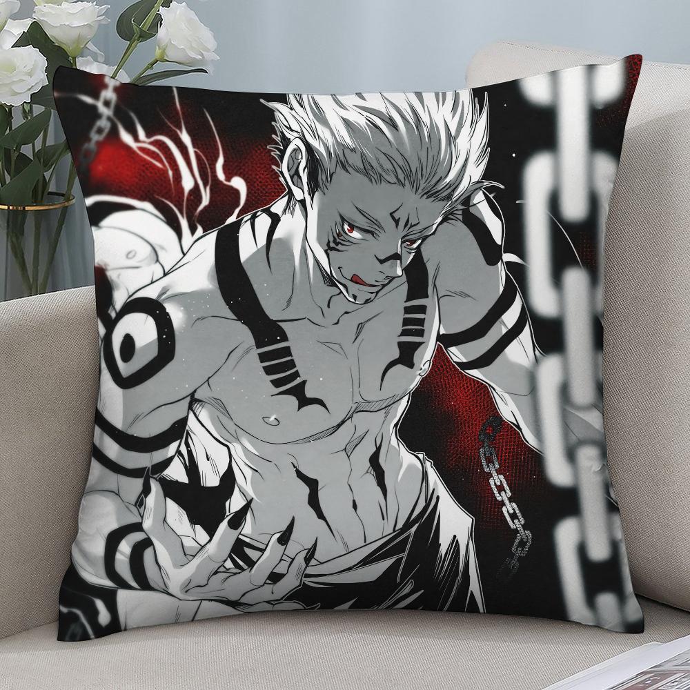 J-Jujutsu Kaisen Ryomen Sukunas Pillow Case Short Plush Pillow Covers Sofa Decor Gift Home Double-Sided Printing Cushion Cover