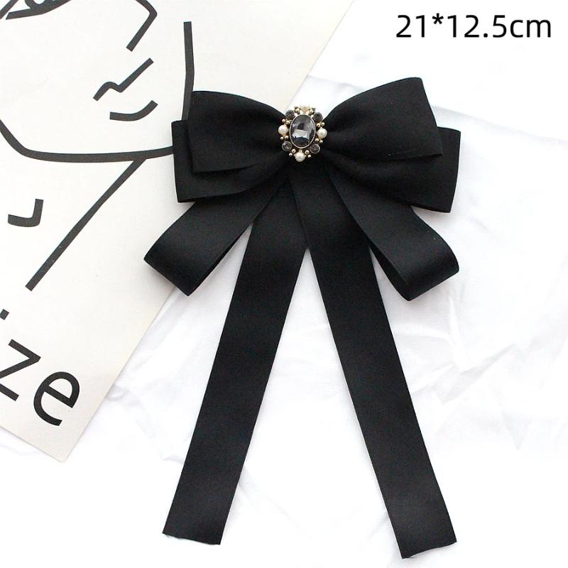Black Bow Tie Rhinestone Bowknot Brooches For Women Shirt Collar Corsage Jewelry Clothing & Accessories