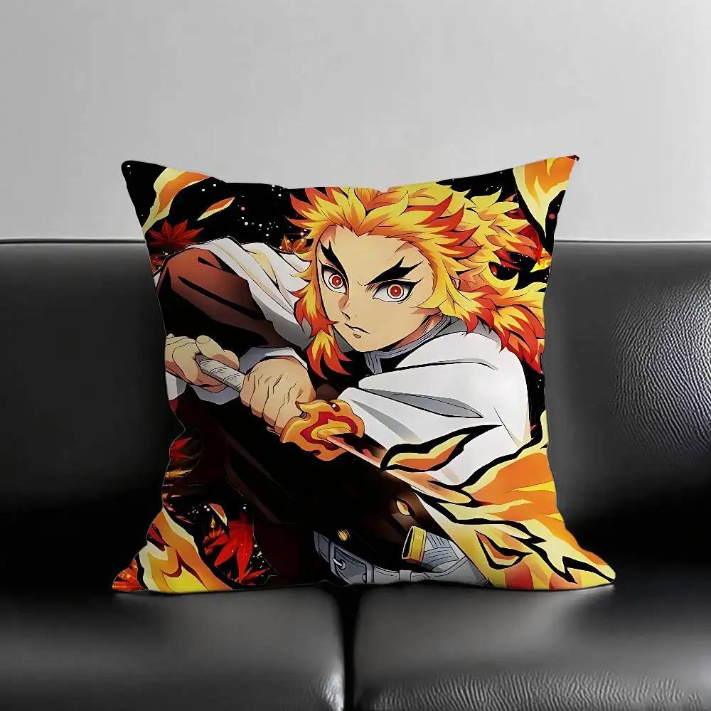 Cool K-kyoujurou Rengoku Pillow Case Cushion Cover Soft Cute Throw Pillow Case For Car Sofa Pillowcase Polyester With Zipper