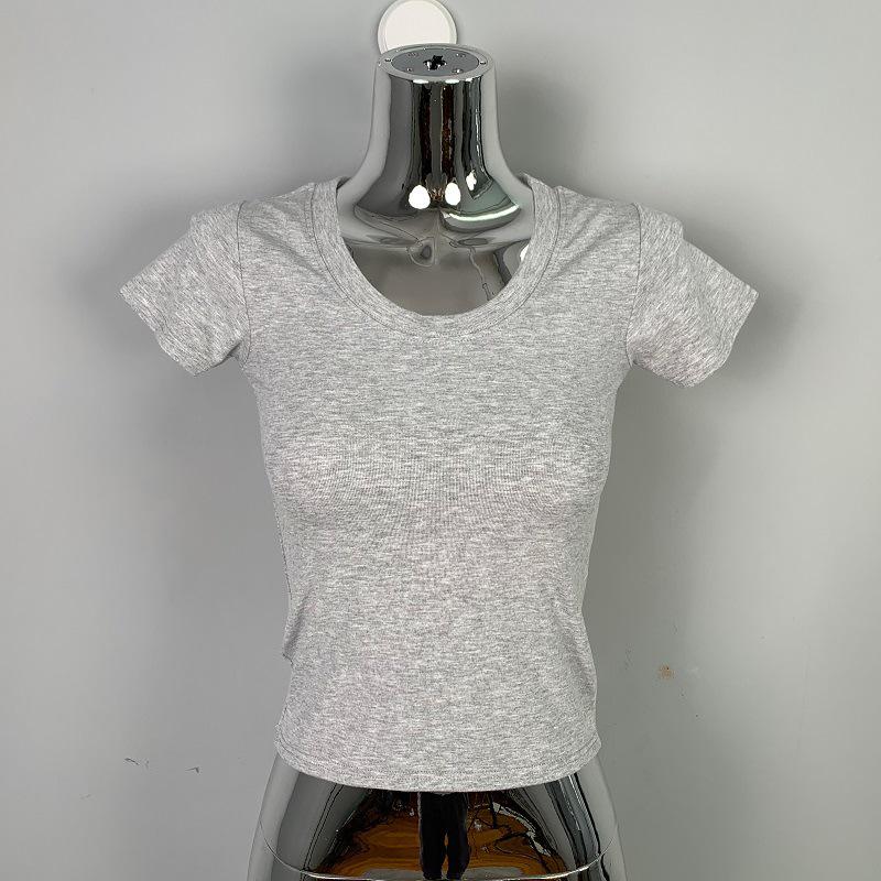 

Korean Summer Slimming Sexy Short-Sleeved Women s T-Shirt One Size хізер сірий колір