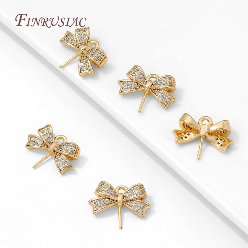 18K Gold Plated Brass Butterfly Charms with Pearl Mounting Accessories,Necklace Pendants Connectors,DIY Earrings Making Findings