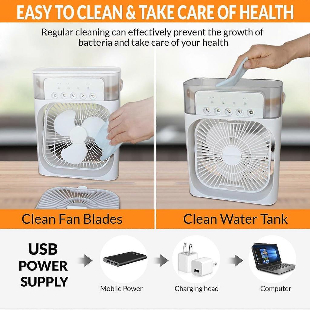 Portable Ice Fan Air Cooler with Water for Frost Block Fan, 3 in 1 Misting Mini Evaporative Cooling Fan with LED, Timer, 3 Wind Speeds, 3 Spray Modes