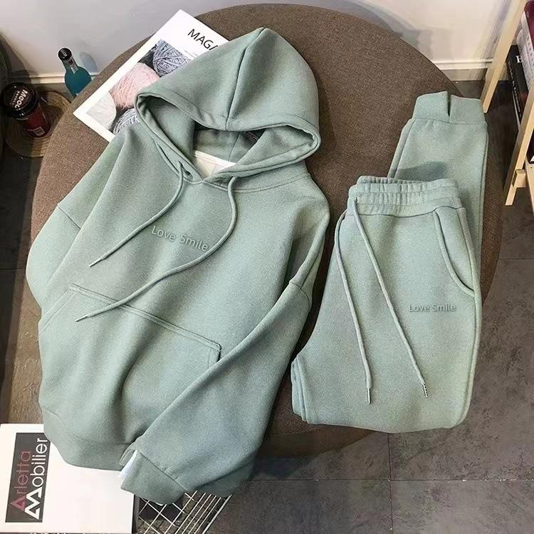 VEZFAA Women's Fashion Casual Spring Autumn Long Sleeve Hooded Trousers Pants Suits