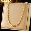 DIEYURO Acciaio Inossidabile 316L Dorato Perline Ovali Larghe Collana Clavicola Per Donna Ragazza Nuova Tendenza Catena da Collo Moda Gioiello Regalo