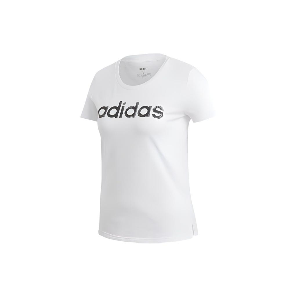 adidas T Shirts Women's White Crew Neck Moderate Straight Fit EI4559