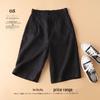Women's Cotton Linen High Waist Wide-Leg Shorts - Summer Semi-Elastic Casual Five-Point Pants