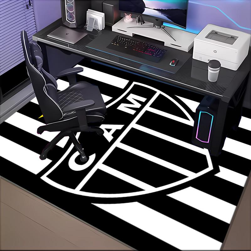 Black And White Stripes With Star Printed Office Carpet Chair Cushion Entryway Rug, Rugs for Living Room, Bedroom Christmas gifts