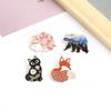 Cute Cartoon Animal Badge Series: Red Fox, Black Cat, Hedgehog Enamel Brooch Accessories