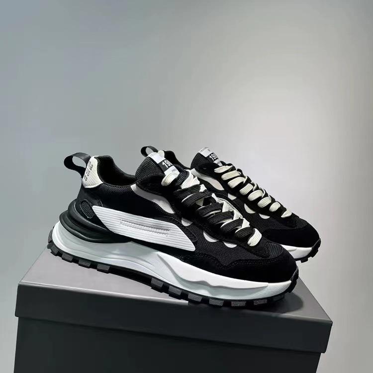 

Мужская обувь 2024 года, новые летние туфли для пап, модные универсальные круглые сетчатые дышащие спортивные туфли с мягкой подошвой, повседневные туфли 39 чёрный