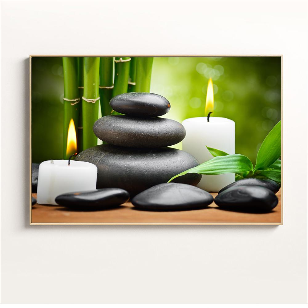 Wandkunst, Wasser, Spa, Steine, Zen, Leinwandmalerei, Kerzen, Orchideenblume, Poster, Wandbilder für Badezimmerdekor, Wohnkultur, Cuadros