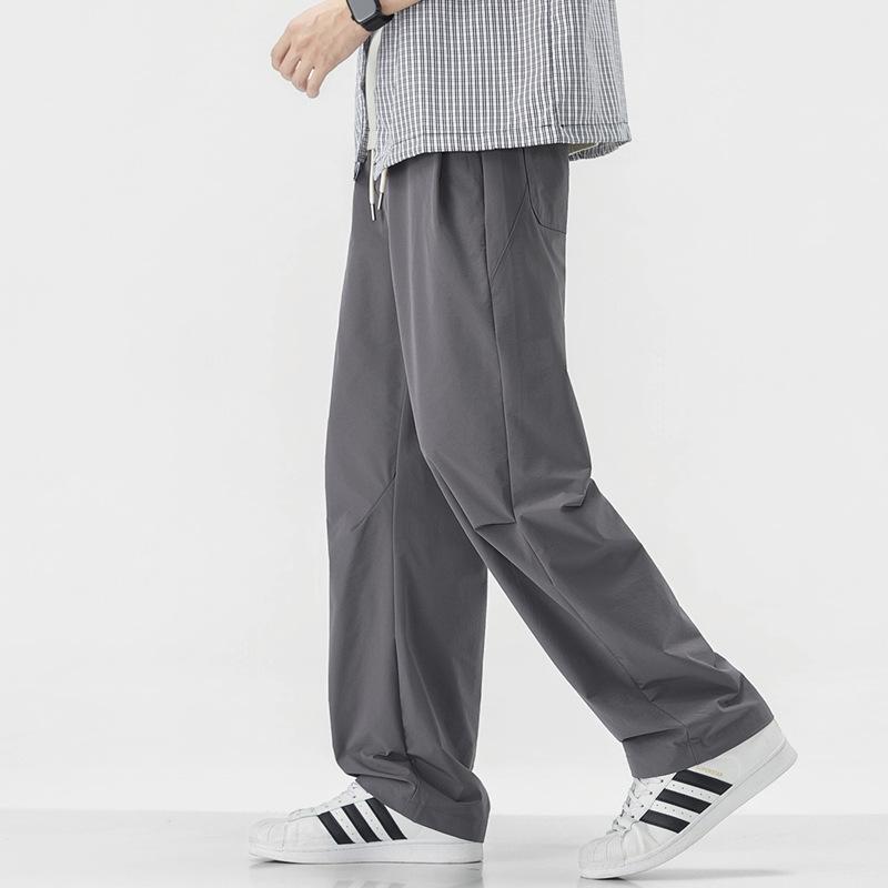 American solid color casual pants men's summer new loose straight wide leg drape tooling trousers wholesale