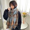 Plaid Color Matching Scarf Shawl Autumn and Winter Imitation Cashmere Thickened Scarf Dual-purpose Couple Korean Version Dongdaemun Tide