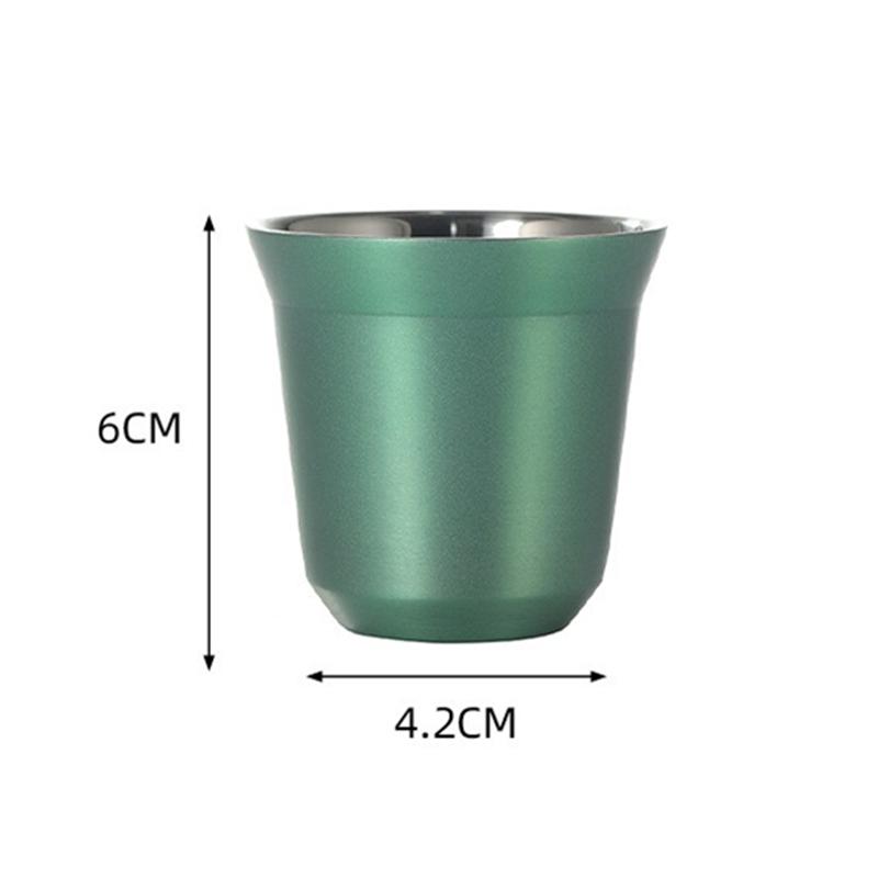 80ml Neue Einfache Tasse mit Flachem Boden Edelstahl Doppelwandig Isoliert Kaffeetasse Hochwertige Einfarbige Wasserbecher Haushaltswaren