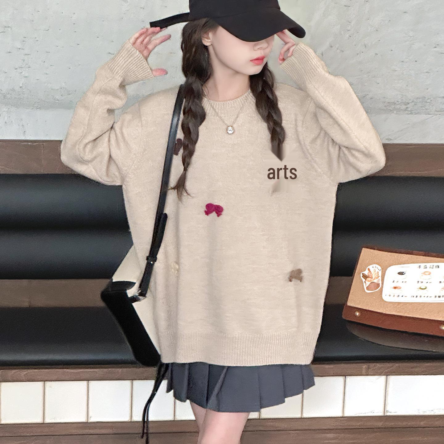 

Girls Versatile Bow Knitted Sweater - Spring/Autumn 2025 Collection 160 cm