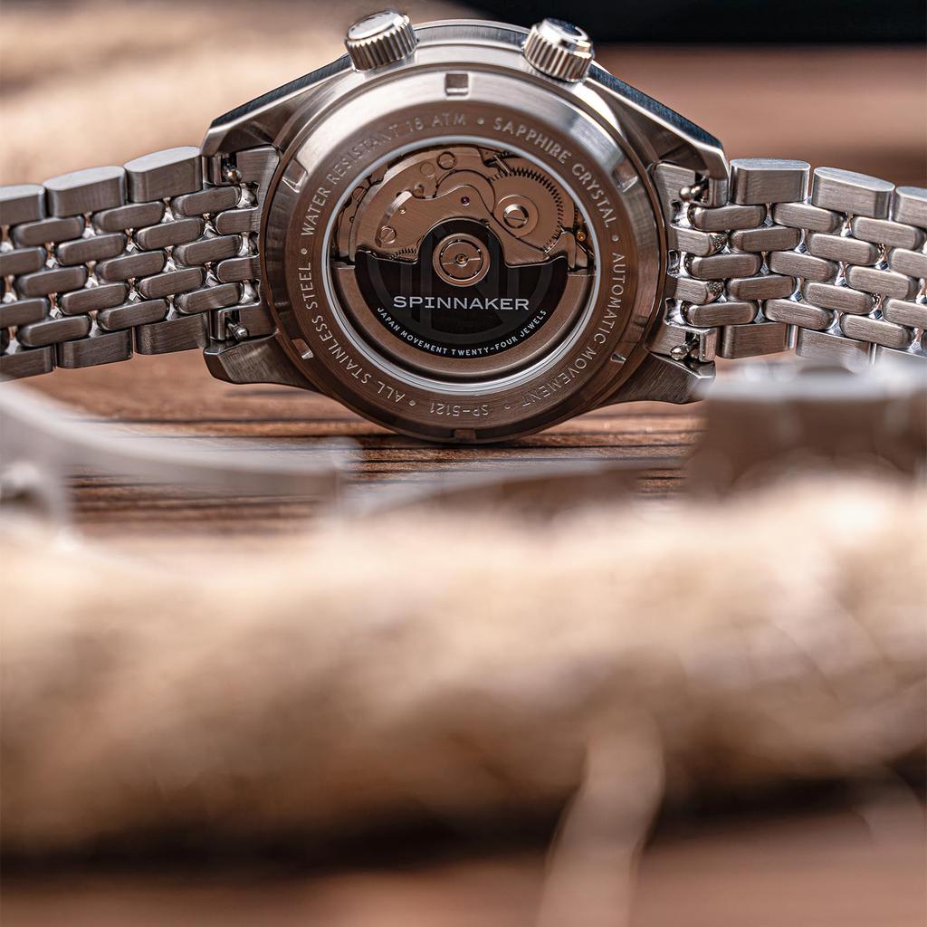 Bradner GMT Automatik Automatik 18 ATM Wasser Saphir Schwarz [SPINNAKER] Uhr, Aufzug, Widerstandsfähig, Glas, Zifferblatt, SP-5121-55, Herren [Authentisch]
