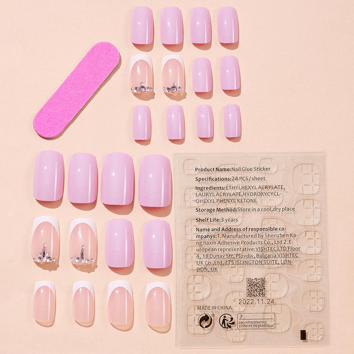 

Съемные стразовые французские белые патчи для нейл-арта