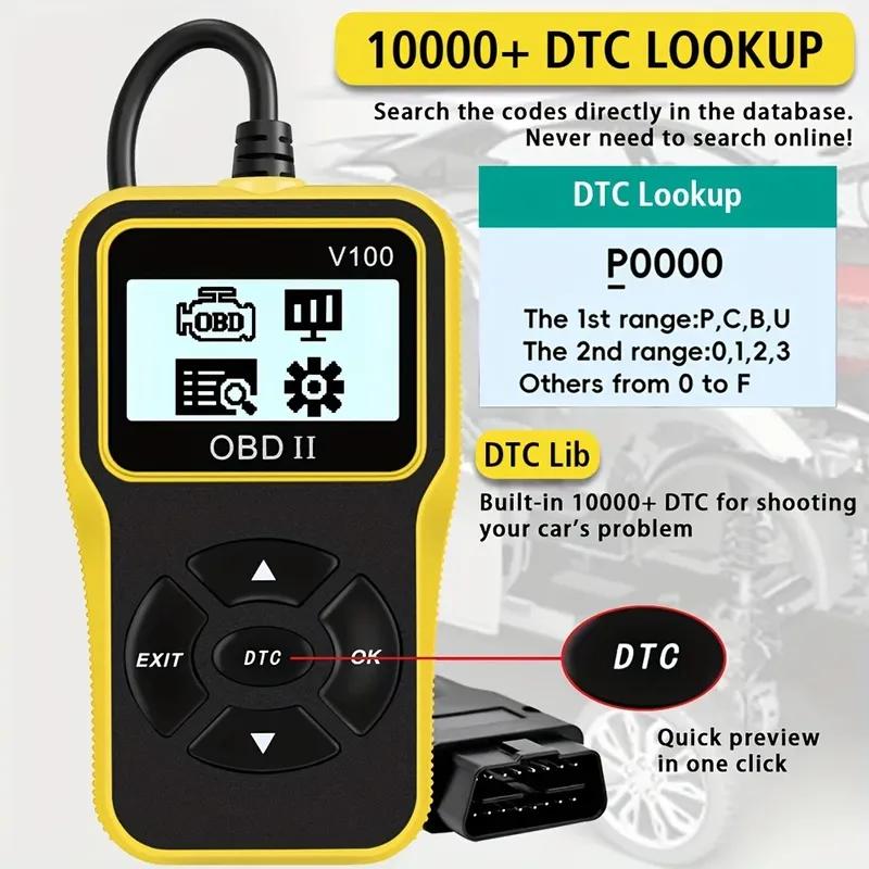 Obd2 Scanner Diagnostic Tool, Check Engine Code Reader, Obd2 Scanner with Reset Function, Input/Management Preparation, Engine Auto Check Light