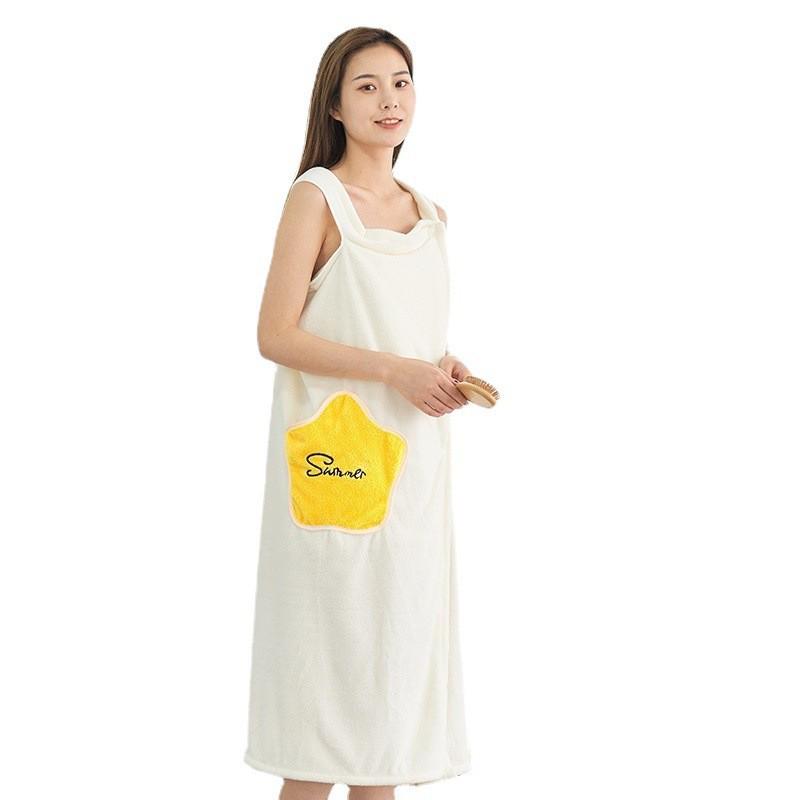 Women's Star Style Coral Fleece Bath Skirt - Absorbent, Non-shedding, Wearable Bathrobe