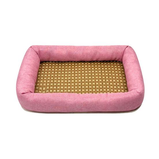 Summer Pet Cooling Bed Woven Cooling Mat Cat Bed Breathable Cooling Dog Bed with Raised Edges Anti-Slip Bottom for Small Dogs Cats