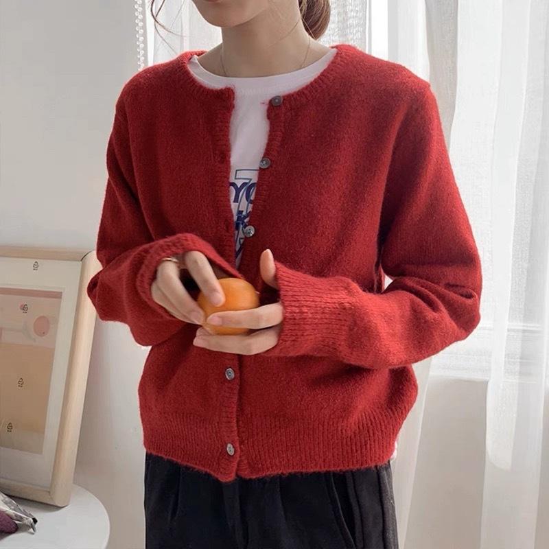 Sweater Women Cardigan Spring Autumn Thin Coat Layer Base Layer Cropped Round Neck Knit Top Wholesale