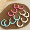 Europe and the United States Are Selling Colorful Enamel C-shaped Stainless Steel Earrings, Women's Earrings That Do Not Fade When Dripping Oil