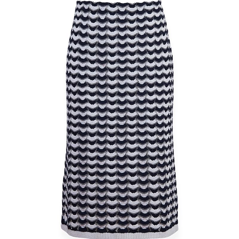 Brooks Brothers Women s Cotton Wave Pattern Elastic Skirt S