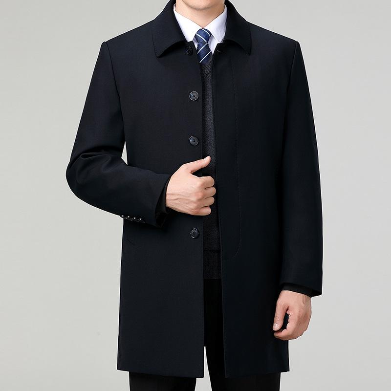 Brand Men's Mid-length Down Jacket Lapel Casual Business Winter Trench Coat