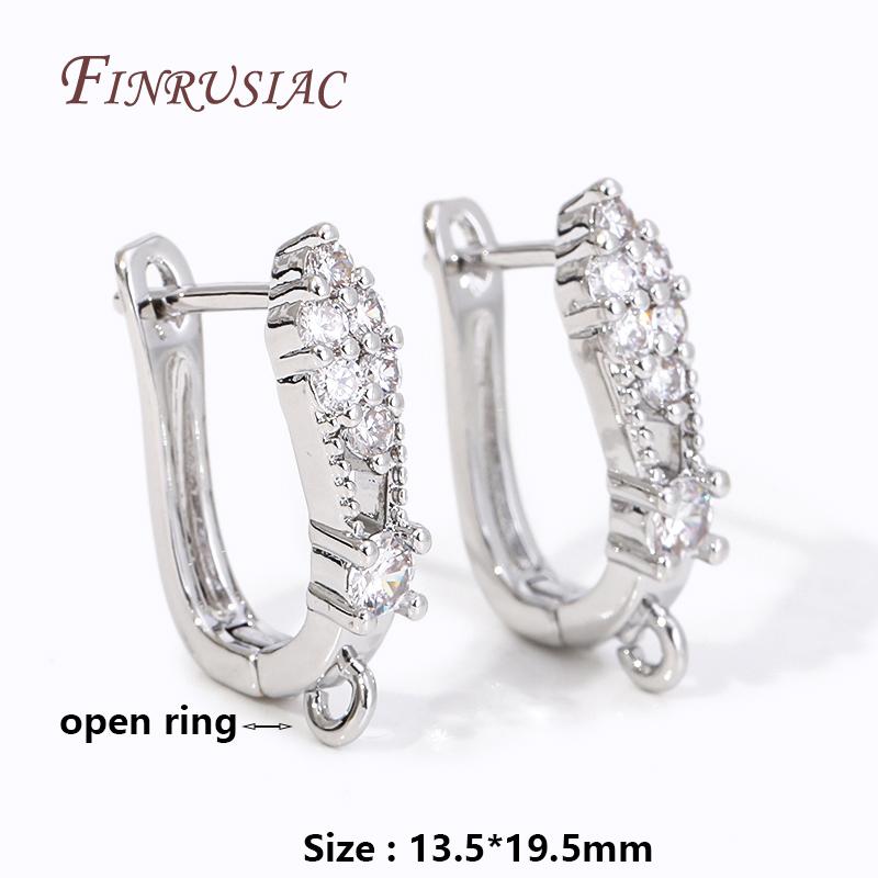 Fashion Cubic Zirconia Earwire Fastener Findings 18K Gold Plated Ear Wire Hooks Clasps For DIY Earring Making Jewelry Materials
