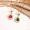 Teardrop Emerald Zircon Necklace Titanium Steel Versatile Elegant Long Lasting Necklace