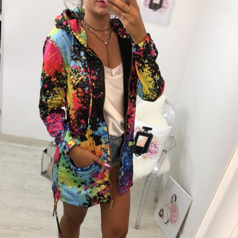 

Wish new, autumn long-sleeved printed hooded medium and long fleece sweater 3XL