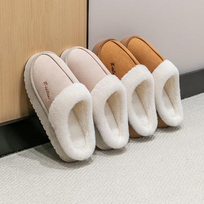 New Cotton Slippers Fashionable Couple Thick Bottom Velvet Warm Autumn and Winter Floor Cotton Mop Comfortable