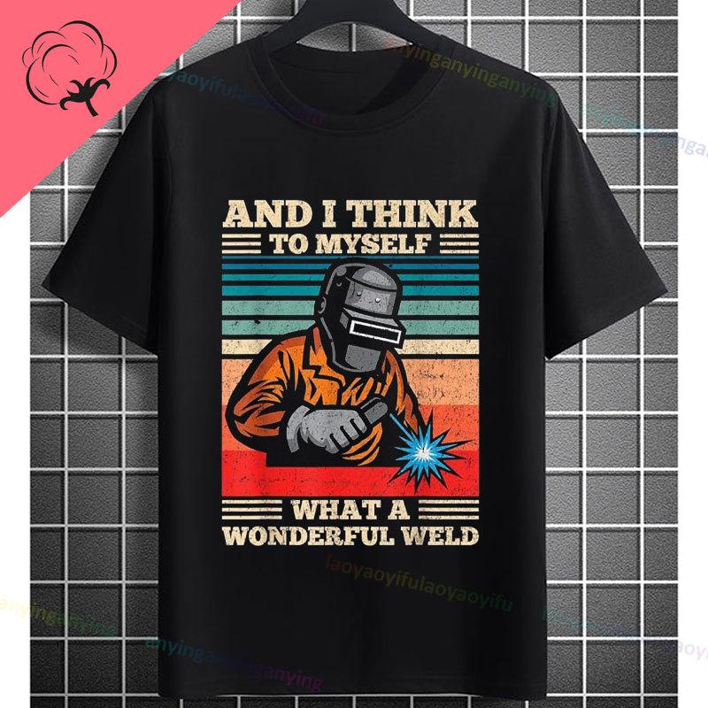 UnisexS Welder Graphic TShirt God Guides My Hands Fashion Shortsleeve Pure Cotton Oneck Casual Humor Style Tshirt