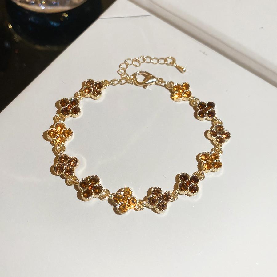 Elegant Floral Jewelry Bracelet For Women With Alloy And Crystal Accents