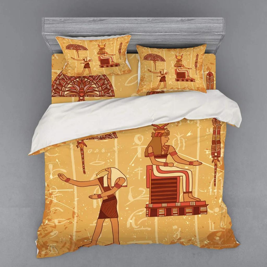 Egyptian Themed Duvet Cover Sets For Teens Adults Quilt Covers Lightweight Down Room Decor 2 Pillowcases 1 Duvet Cover No Quilt