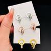 New creative earrings with diamond inlay rose gold titanium steel earrings women's double ring popular earrings accessories