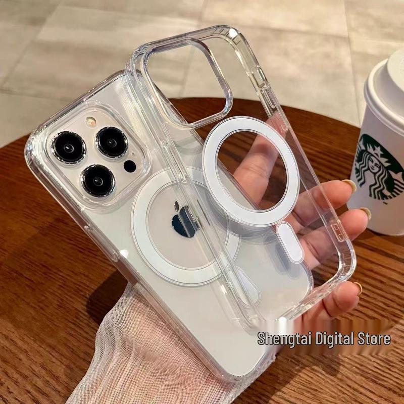 Transparent Magnetic Drop-Proof Acrylic Case for iPhone 16 Pro Max and iPhone 17