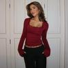 Autumn New Fashion Versatile Lace Splicing Long-sleeved T-shirt Tops for Women