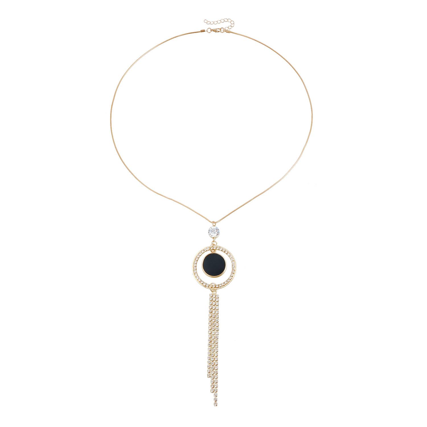 

Round diamond fringed necklace ins Winter long trendy sweater chain Russia hot sale золотой
