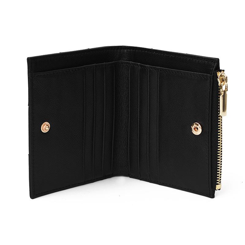 Aokaqi Women's Large Capacity Sheepskin Wallet - Short Leather & Woven Coin Purse with Card Holder