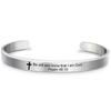 Classic Cross Bible Verse Stainless Steel Cuff Bracelet Bangle Christian Scripture Psalm Bangles For Women Men Jewelry