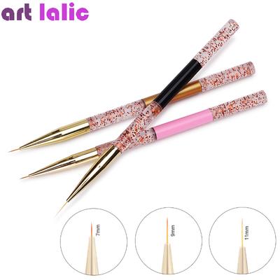 7/9/11mm Acryl Handvat Nail Art Liner Brush Franse Lijnen Strepen Schilderij Tekening Pen Manicure Tool