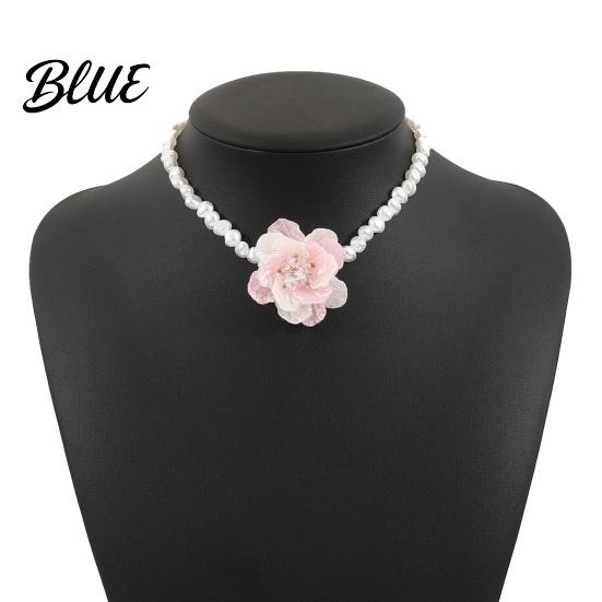 Fade-resistant Necklace Camellia Faux Pearl Choker Retro Flower Beaded Elegant