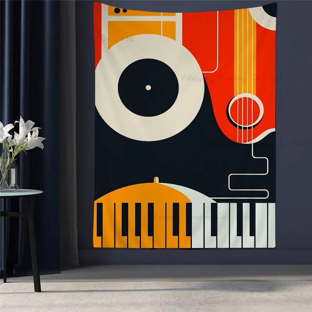 Abstract Jazz Festival Record Machine Music Symbol Art Anime Tapestry Hanging Tarot Hippie Wall Rugs Dorm Home Decor