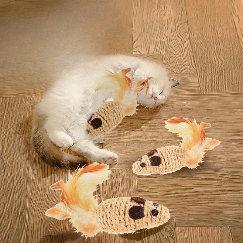 Inside The Cat Toy Mouse, There Is A Rustling Sound of A Hemp Rope, A Chicken Feather Mouse, and A Cat Toy Mouse