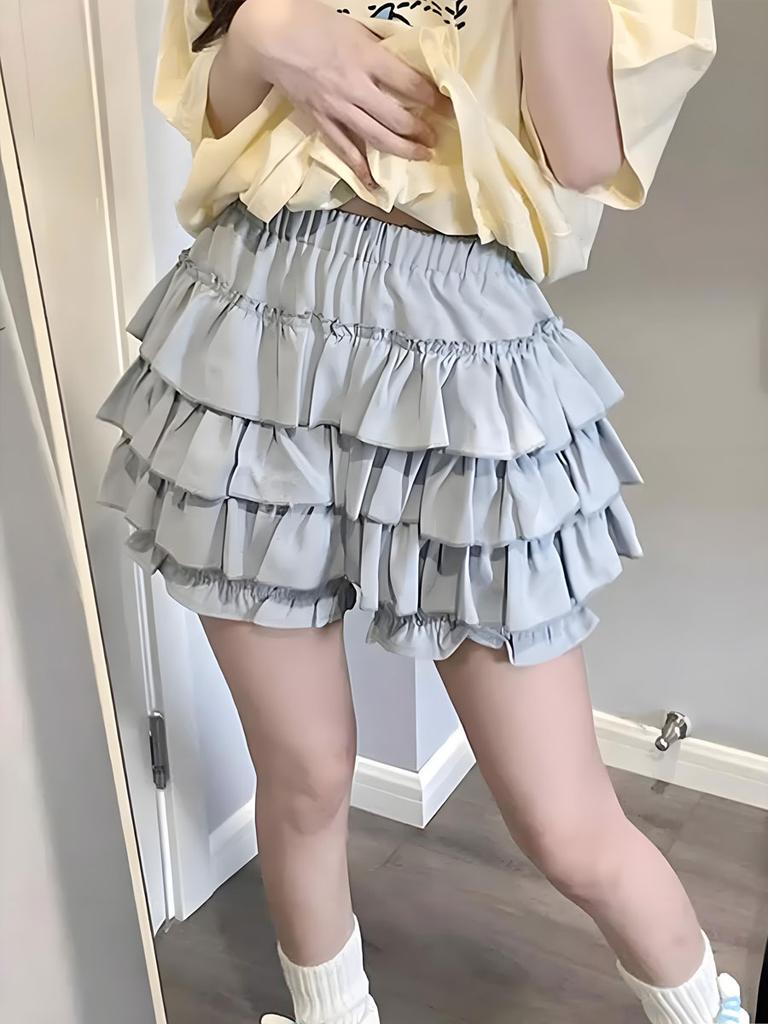 Ruffles Mini Skirt for Women Kawaii Lolita A Line Skirts Shorts Y2K Sweet Style Clothing Harajuku