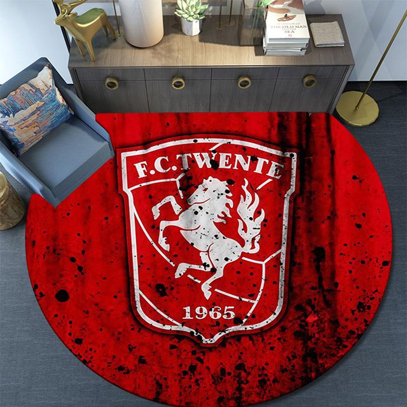 FC Twente Art pattern round rug,Carpet Rug for Living Room Bedroom Playroom ,Non-slip Floor Mat,Holiday Gifts and Birthday Gifts.