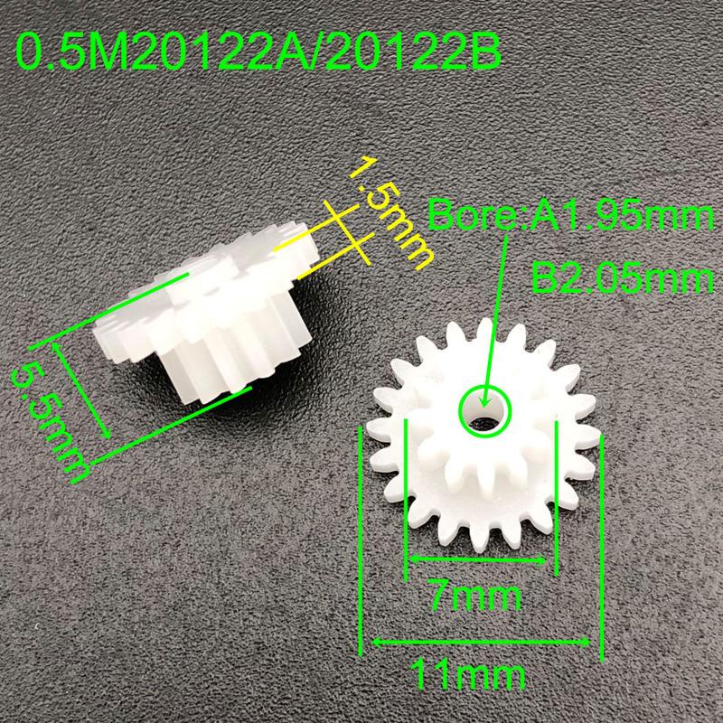 100x 20122A 20122B 20T + 12T 0.5 Modulus Plastic Double Gear Reduction Bilayer 0.5M Aperture 1.95mm 2mm 2A 2.05mm 2B Tight Loose