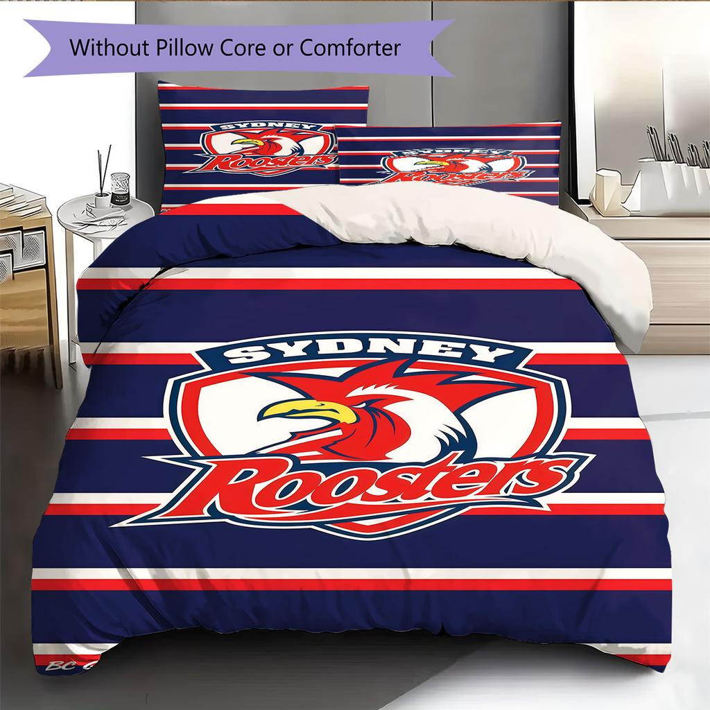 Sydney Roosters Fight Bedding Quilt Set Quilt Cover Pillowcase Home Decoration Birthday Gift (1 * Duvet Cover + 2 * Pillowcase, Without Core)